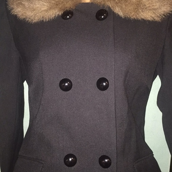 ❄️NWOT Banana Republic faux fur trim long jacket - Picture 4 of 8